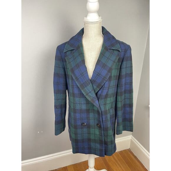 Pendleton Coat Jacket Womens Green/blue Tartan Plaid Wool Sz 8 - Picture 3 of 11